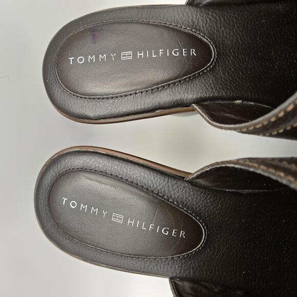 Tommy Hilfiger Mickey Mule Clogs Brown with Gold Buckle Accent Size 8M - Picture 5 of 9